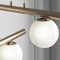 Modern Pendant Light Design With Gold Metal Rods And White Globe Shades