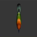 Colorful Bird With Red Head Yellow Throat And Green Back Standing On Black Background