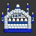 Inflatable Castle Shaped Play Equipment With Blue And White Design And Slide Entrance For Kids