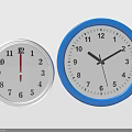 Two Wall Clocks With White And Blue Frames Showing Numbers And Hands 3d model