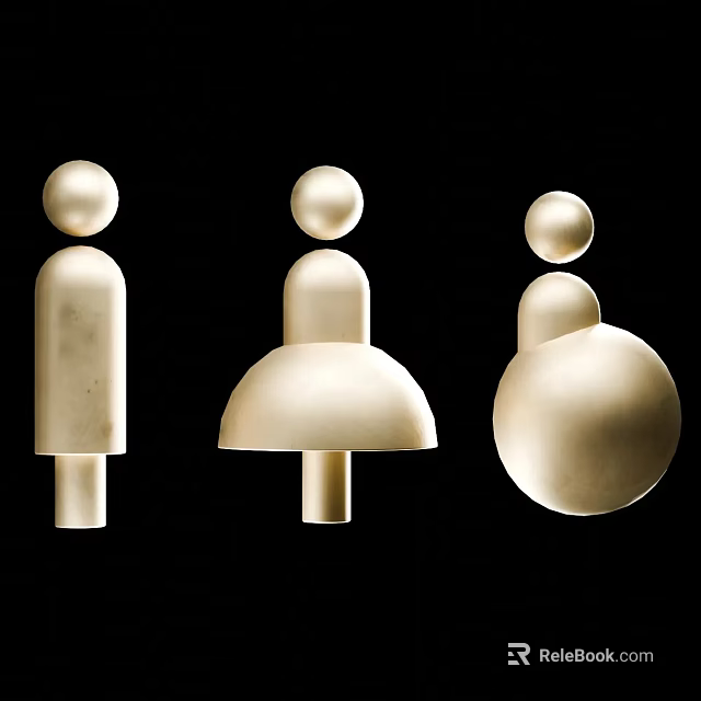 Modern Decorative Ornament Set With Three Geometric Shapes and Minimalist White Design 3d model 