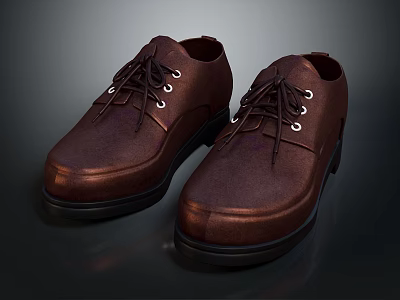 Classic Brown Leather Lace Up Dress Shoes With Timeless Design For Men's Daily Use 3d model