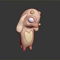 Cute Pink Game And Movie Character With Large Eyes Simple Shape Standing Pose 3D Design