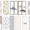 Room Divider Designs With Diverse Patterns Including Landscape Geometric And Circular For Interior 3d model
