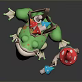 Cartoon Characters With Frog Creature And Mushroom Hat Figure