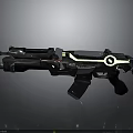 Futuristic Sci Fi Weapon With Advanced Mechanical Structure Black Yellow Silver Glowing Circular Detail