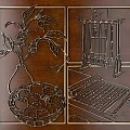 Intricate Wooden Carvings With Vase Leaves Birdcage And Tray Design Elements