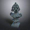 Elegant Ornate Decorative Sculpture With Intricate Carvings Square Base And Floral Top