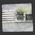 Outdoor Garden Scene With Stone Steps Square Planter And Agave Plants