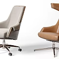 Modern Office Chair With Leather And Wooden Design In Gray Brown Swivel Style