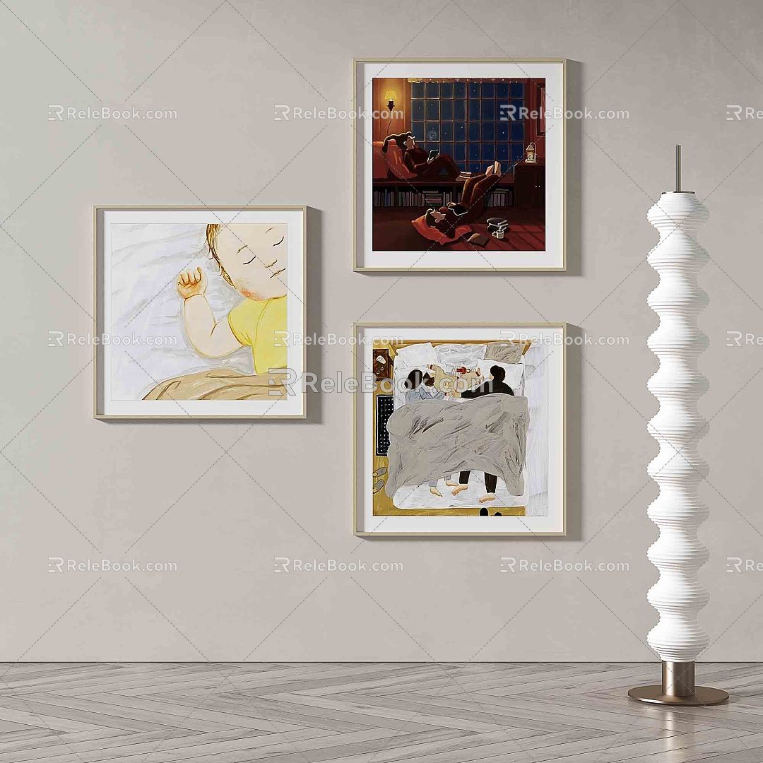 Modern minimalist abstract decorative painting 3d model