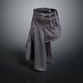 Gray Asymmetrical Skirt With Belt And Multiple Pockets Modern Fashion Design