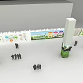 HE REALTY Exhibition Booth Design With Green White Curved Structure And Interior