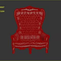 Elegant Classic Armchair With Ornate Carved Frame Quilted Backrest And White Upholstery