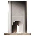 Sleek Modern Fireplace With Arched Opening And Built In Lighting 3d model