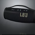 Black Fabric Bluetooth Speaker With Handle Control Buttons And LBJ Logo 3d model