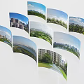 Aerial Planning Panoramic View Of Urban Buildings Green Spaces And Rivers