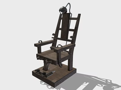 Antique Wooden Electric Chair Structure Featuring Metal Components And Intricate Details 3d model