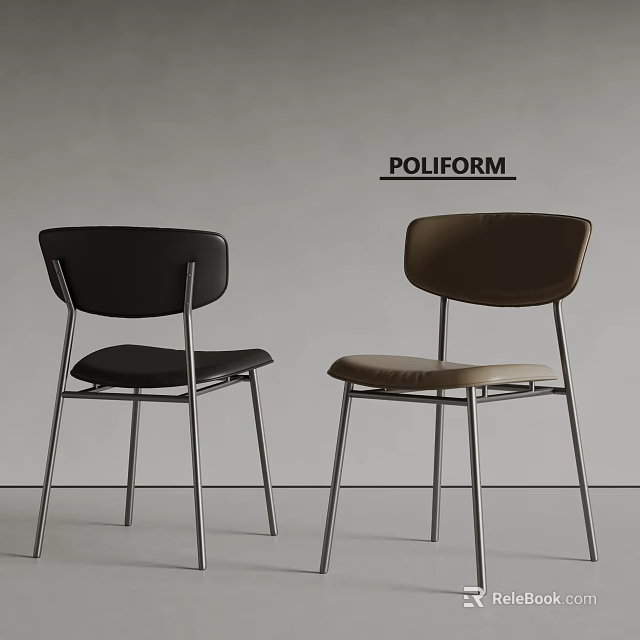 Modern POLIFORM Dining Chairs With Black And Brown Seats And Metal Frames 3d model 