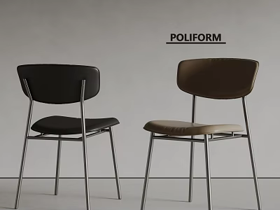Modern POLIFORM Dining Chairs With Black And Brown Seats And Metal Frames 3d model