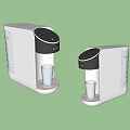 Two Modern Water Dispensers With Black Control Panel Transparent Tank And Cup Holder Base