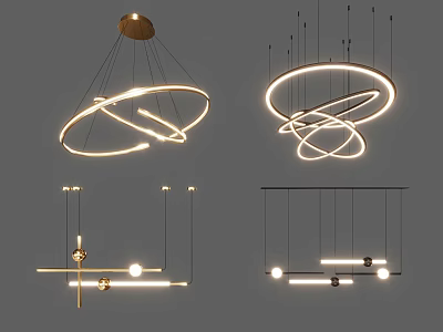 Modern Contemporary Chandeliers With Circular Rings And LED Lighting For Interior Spaces 3d model