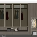Modern Wardrobe Design Featuring Glass Door Cabinets Hanging Clothes Drawers And Side Hanger Rack