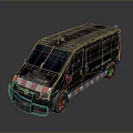 Dirty Zombie Response Van With Blue Lights Red White Stripes And Off Road Tires