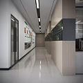 Public Office Space With Modern Partition Cabinet And Green Plants Decoration