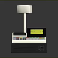 Modern Household Cash Register With Digital Screen Colorful Buttons Scanner And Drawer