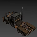 Vintage Heavy Duty Truck With Rusty Metal Front Guard And Exhaust Pipes