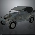 Vintage Military Jeep Featuring Canvas Top Spare Tire On Engine Hood And Metal Body