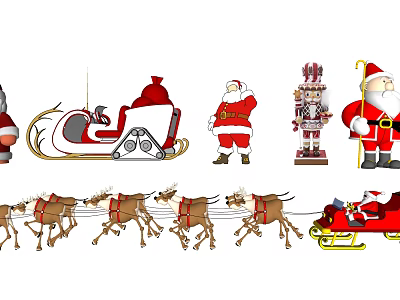 Modern Holiday Ornaments Santa Elk 3d model