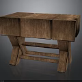 Rustic Wooden Table With Natural Wood Grain And Unique Leg Support Structure