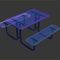 Sturdy Blue Metal Mesh Outdoor Chairs For Picnic Table Seating Setup