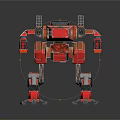 Detailed Red Mechanical Robot Creature With Armor Structure And Standing Pose 3d model