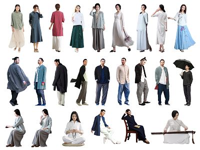 Modern multi-person costume character Hanfu character costume beauty woman man model