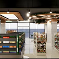 Modern Spacious Supermarket Interior With Shelves Full Of Products Checkout Counter And Bright Lighting