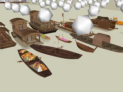 Traditional Wooden Boats In Various Classic Styles With Handcrafted Details And Unique Designs 3d model