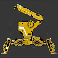 Yellow Multi Legged Mechanical Robot With Spider Like Structure Mechanical Arm And Camera Sensor 3d model