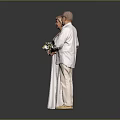 Elderly Couple Holding Hands Woman In White Dress With Bouquet Man In White Shirt