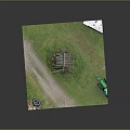 Rural Scene Model With Wooden Windmill Cabin Tractor Trailer And Grass Path