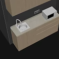 Modern Kitchen Cabinets With Sink Microwave Countertop And Gray Tiles