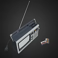 Vintage Portable Audio Radio Cassette Player With Screen Knobs Handle And Cassette Tape