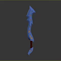 Fantasy Blue Spiked Sword With Red And Yellow Decorative Accents