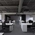 Modern Public Office Space With Open Layout Desks Chairs Display Wall And Large Windows