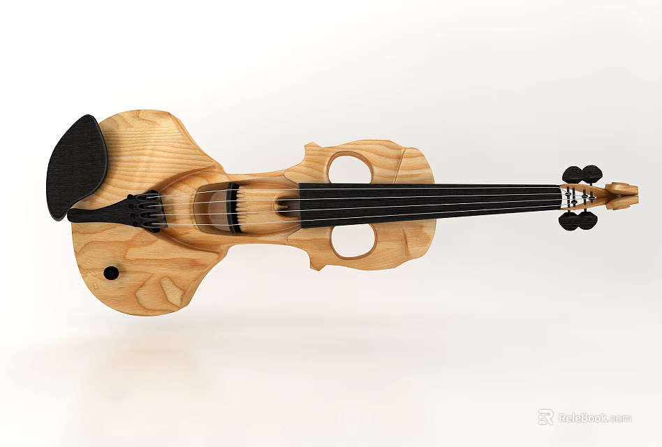 Modern Wooden Violin With Unique Body Shape And Handcrafted Acoustic Features 3d model 