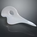 White Abstract Sculpture with Smooth Surface Circular Hole and Curved Shape on Dark Background