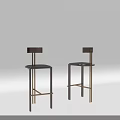 Modern Bar Stools With Metal Frame Black Seat And Round Backrest Design