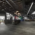 Public Office Space In Shenzhen Community Service Center With Wooden Ceiling And Chandeliers